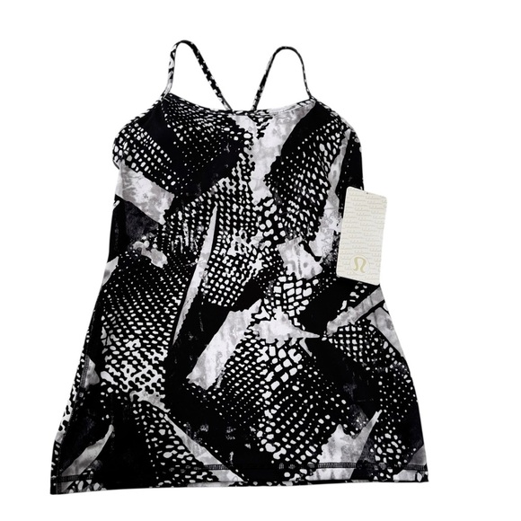 NWT Lululemon Power Y Tank Luon Static Mist White Black Size 6 - Picture 4 of 15